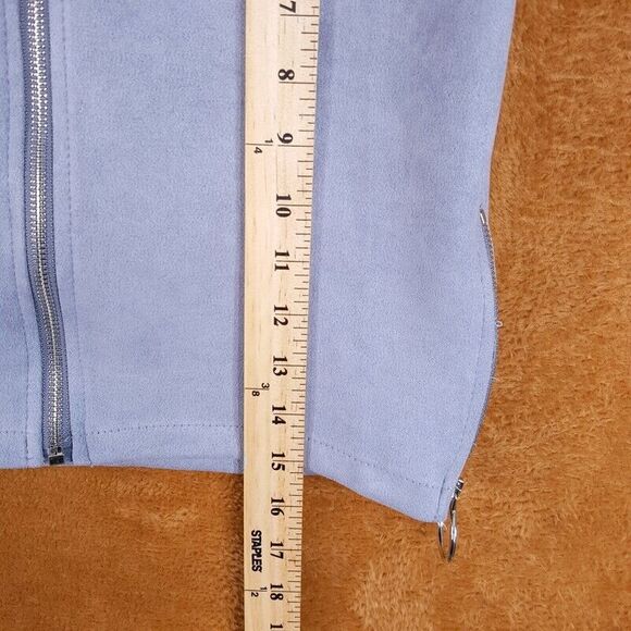 SEEK THE LABEL Womens Skirt Small Gray Mini Zip Front Stretch Faux Suede - Picture 9 of 10